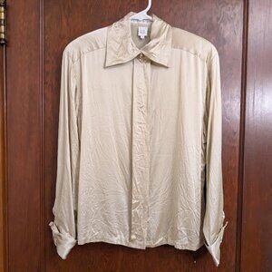 Vintage 80s 100% Silk Button-Up Blouse
